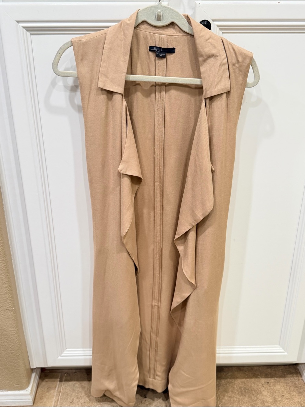 Sleeveless Drape Front Vest - Beige